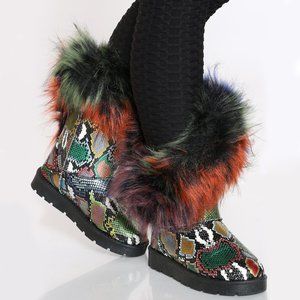 NEW🔥 Multi Snake Faux Fur Lined Tall Winter Boots